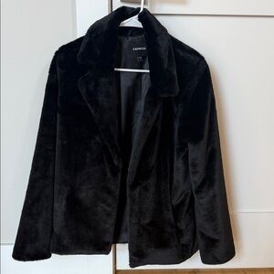 Express Women's Black Faux Fur Coat